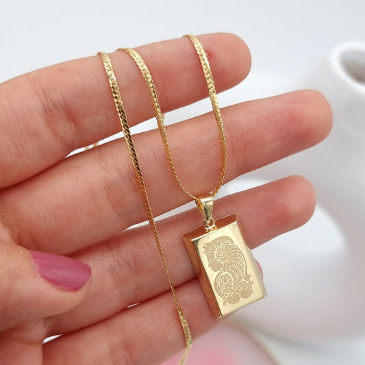 18K Pure Gold Bar Necklace