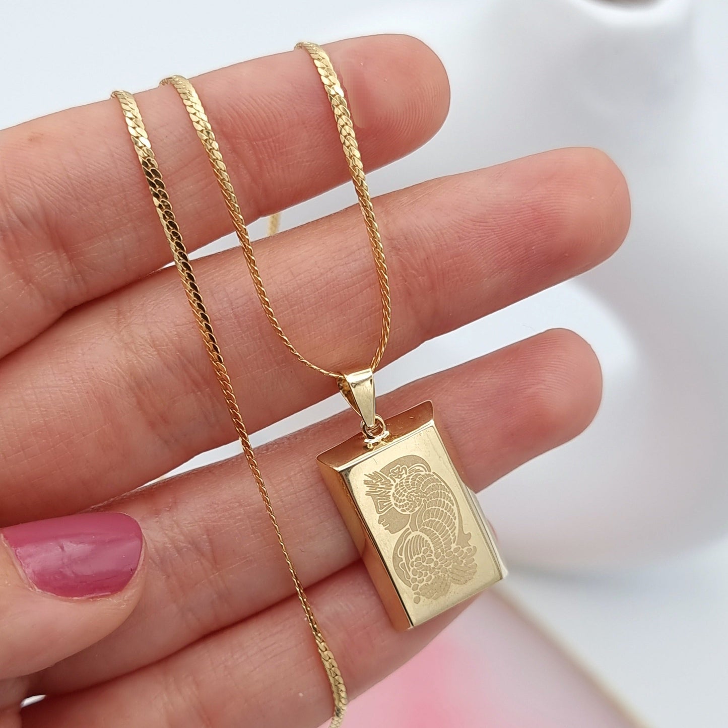 18K Pure Gold Bar Necklace