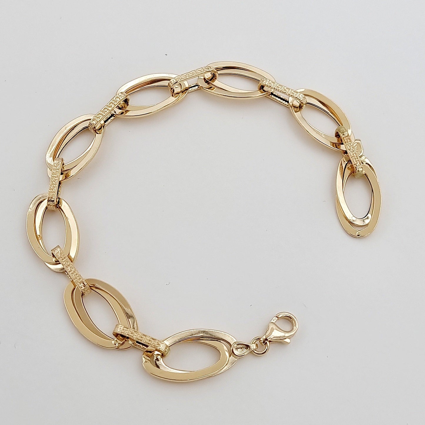 18K Pure Gold Oval Linked Bracelet