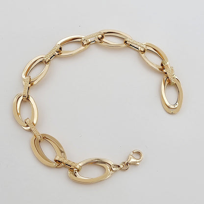 18K Pure Gold Oval Linked Bracelet