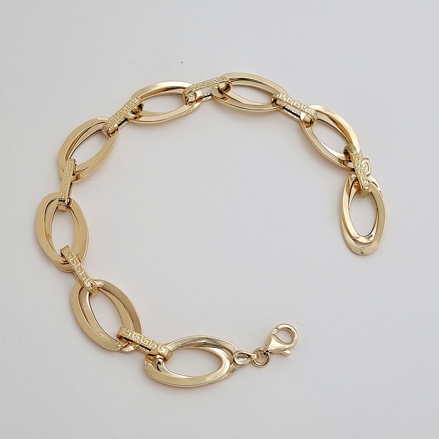 18K Pure Gold Oval Linked Bracelet