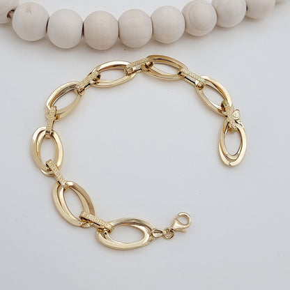 18K Pure Gold Oval Linked Bracelet