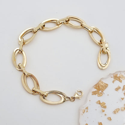 18K Pure Gold Oval Linked Bracelet