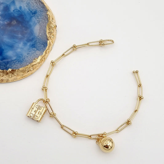 18K Pure Gold U-Link Lock T.F Bracelet