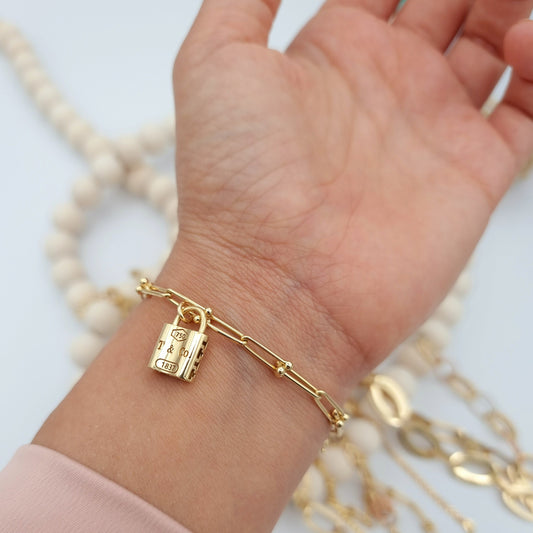 18K Pure Gold U-Link Lock T.F Bracelet