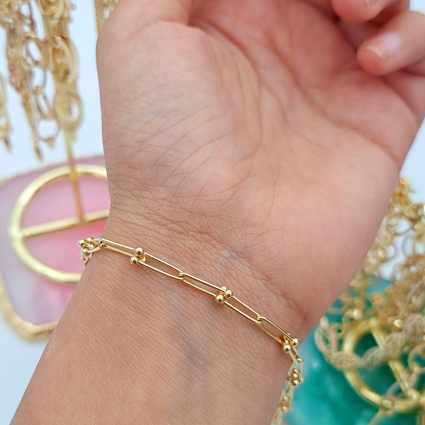 18K Pure Gold U-Link Bracelet