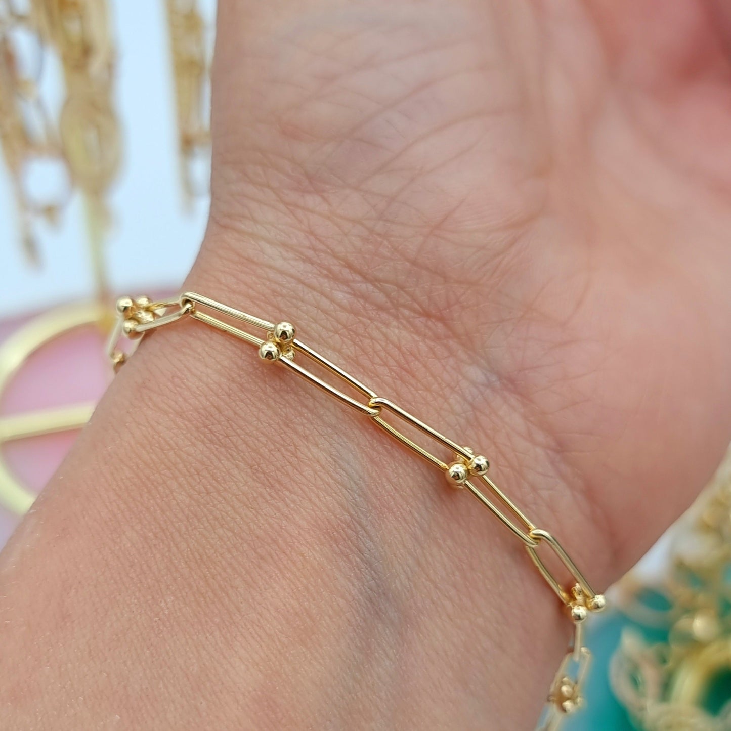 18K Pure Gold U-Link Bracelet