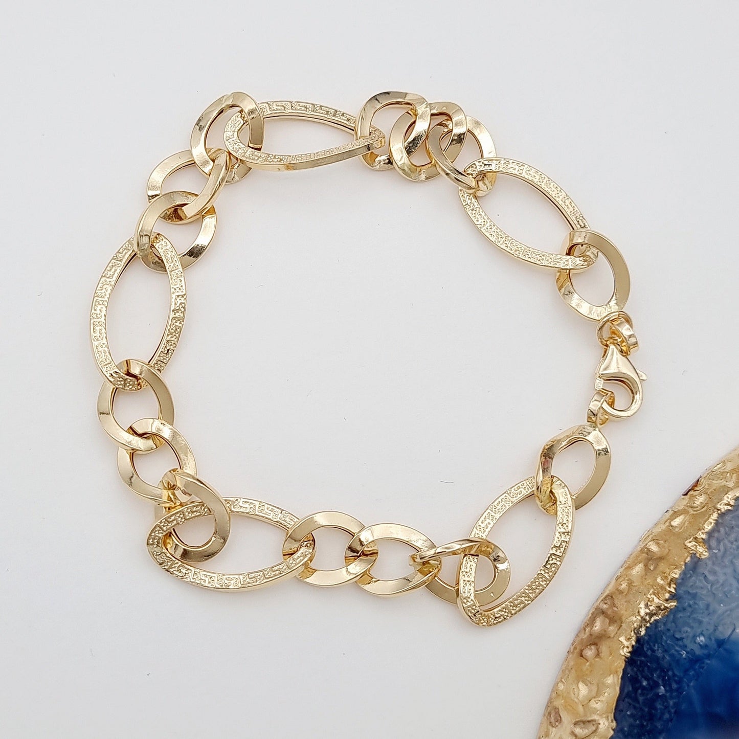 18K Pure Gold Oval Linked Bracelet