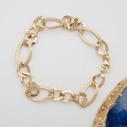 18K Pure Gold Oval Linked Bracelet
