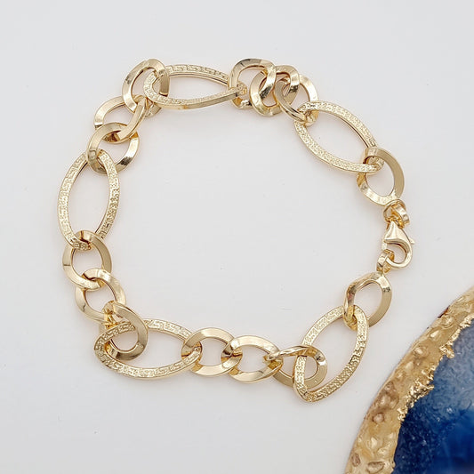 18K Pure Gold Oval Linked Bracelet