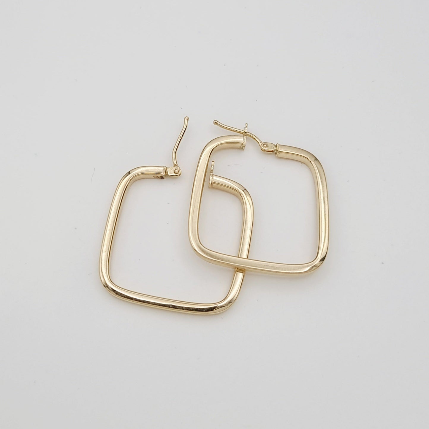 18K Pure Gold Square Earrings