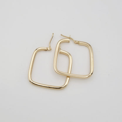 18K Pure Gold Square Earrings