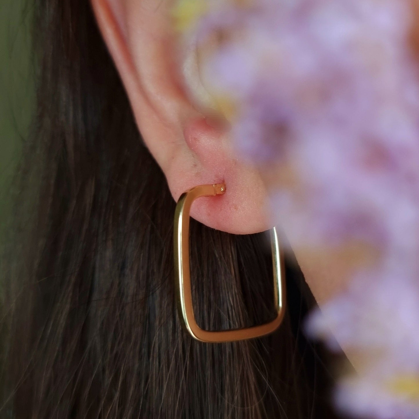 18K Pure Gold Square Earrings