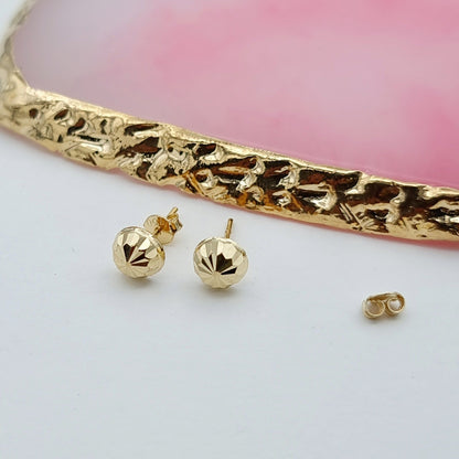 18K Pure Gold Stud Earrings