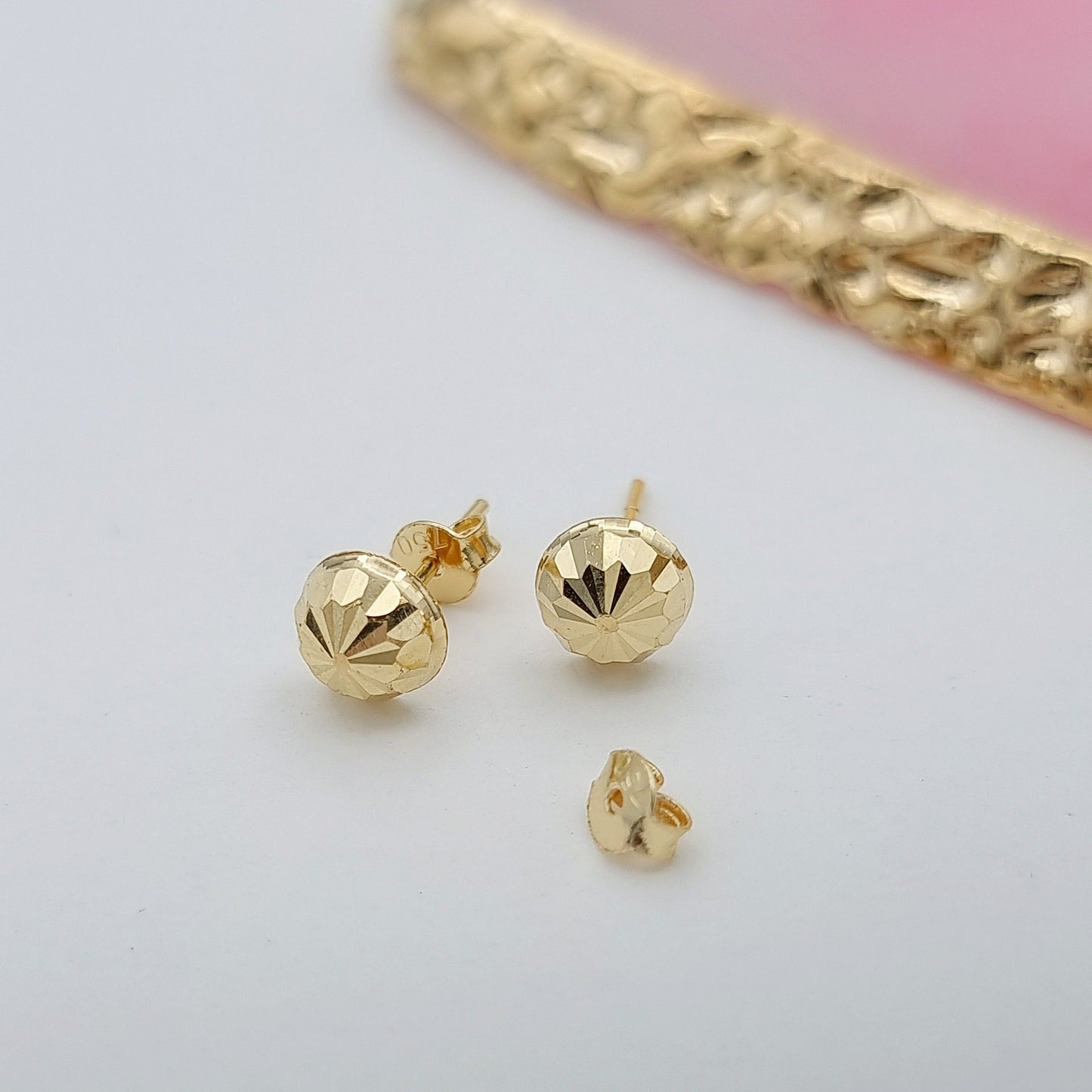 18K Pure Gold Stud Earrings