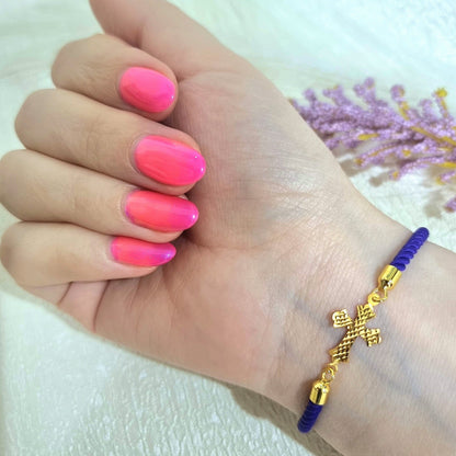 18K Pure Gold Thread Cross Bracelet