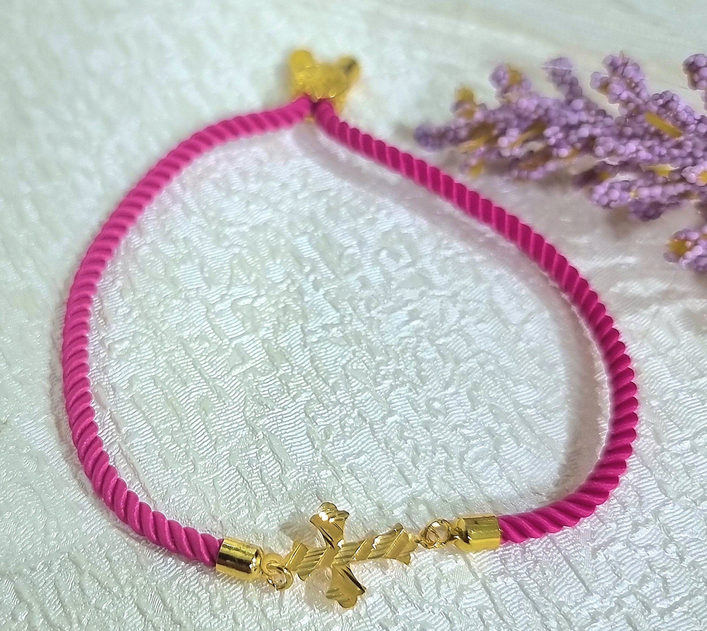 18K Pure Gold Thread Cross Bracelet