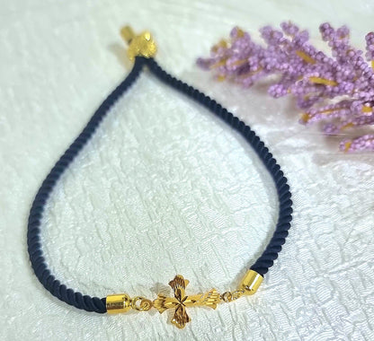 18K Pure Gold Thread Cross Bracelet