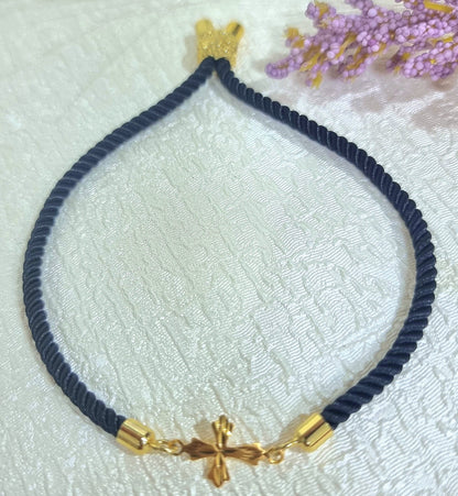 18K Pure Gold Thread Cross Bracelet