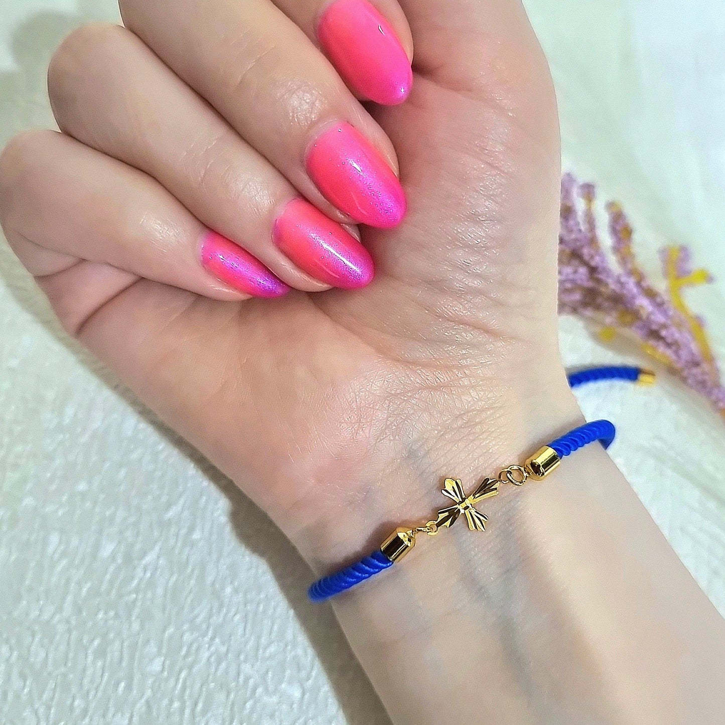 18K Pure Gold Thread Cross Bracelet