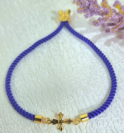 18K Pure Gold Thread Cross Bracelet