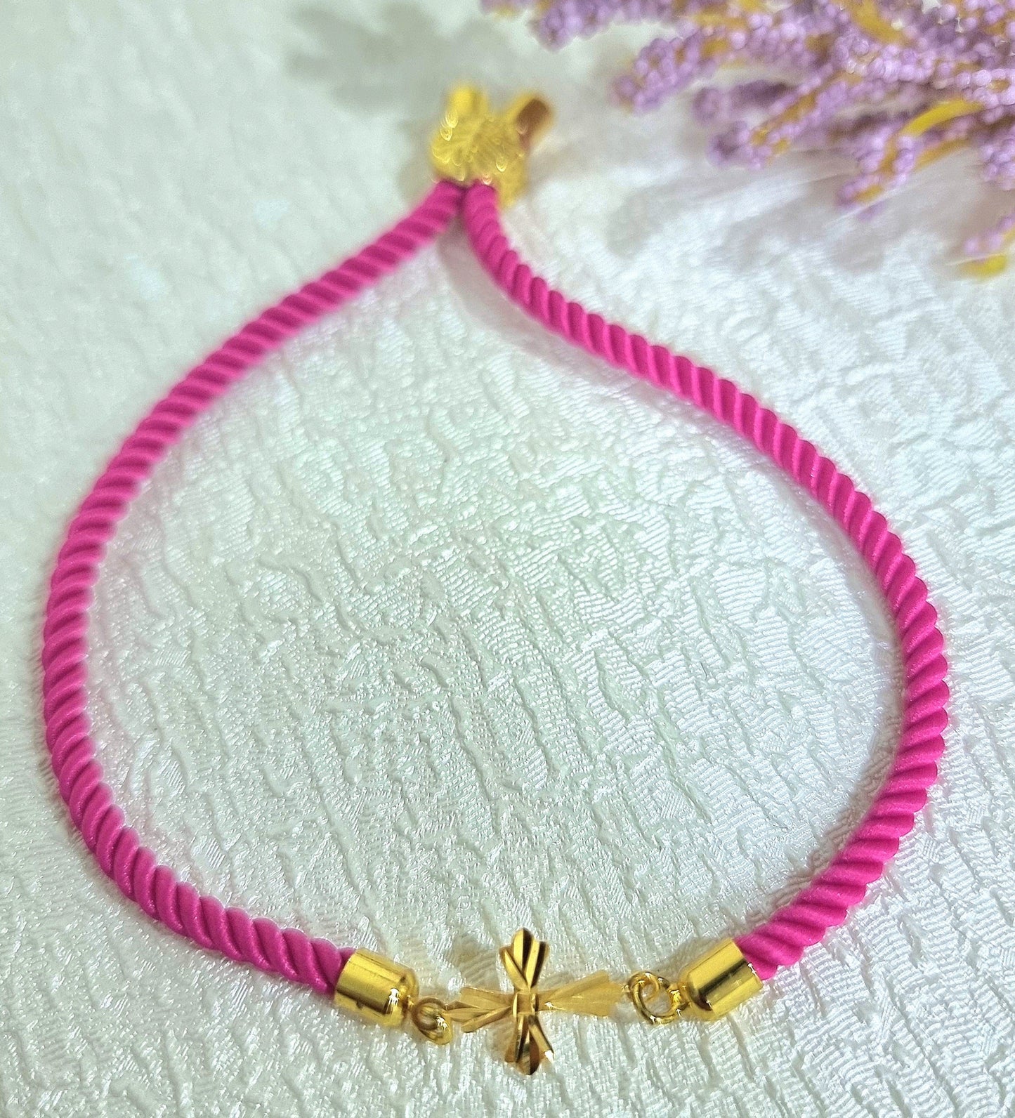 18K Pure Gold Thread Cross Bracelet