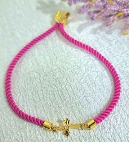 18K Pure Gold Thread Cross Bracelet