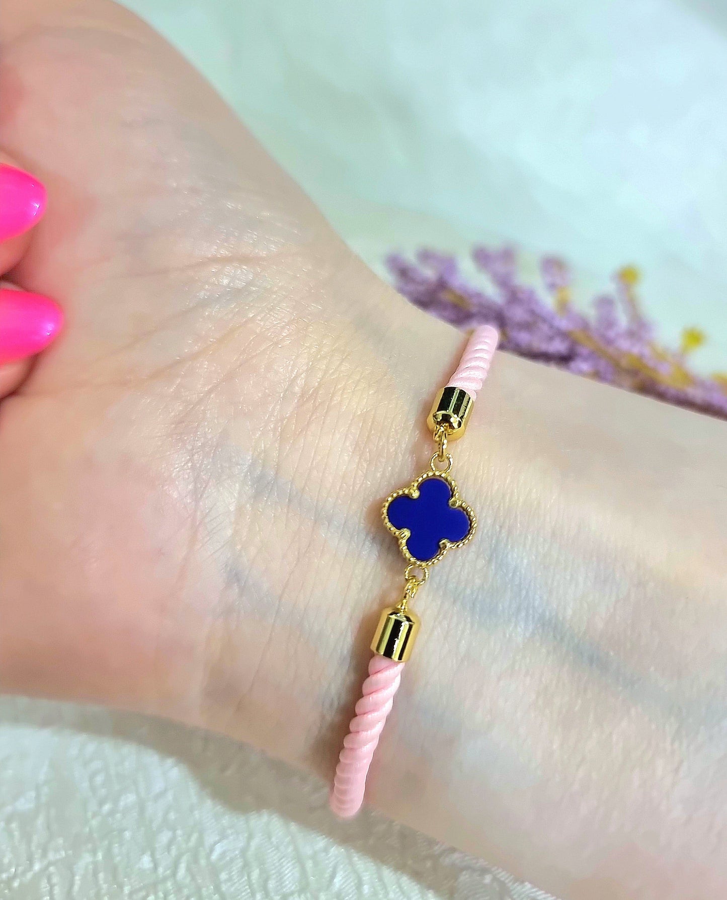 18K Pure Gold Thread V.C Flower Bracelet