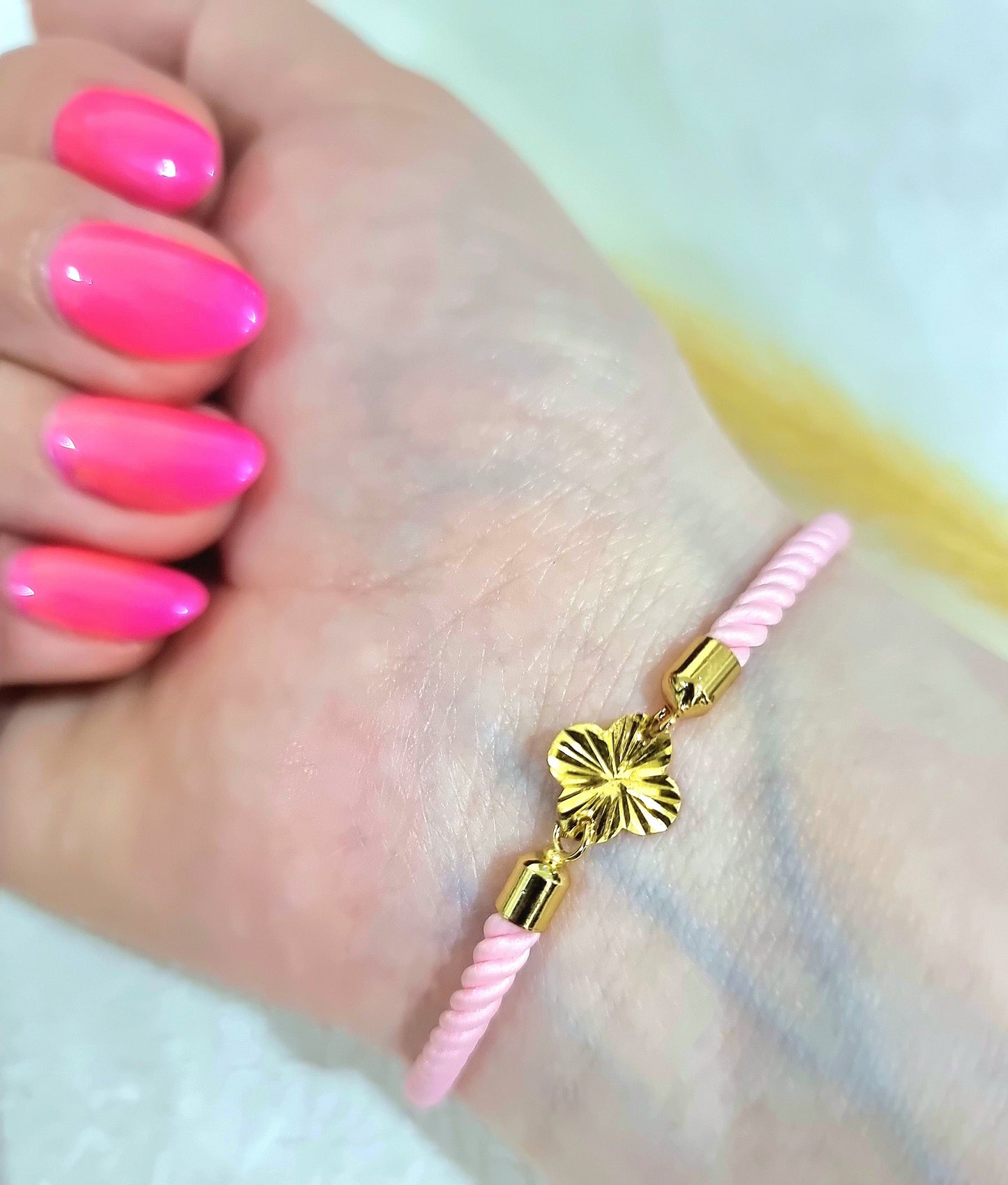 18K Pure Gold Thread Flower Bracelet