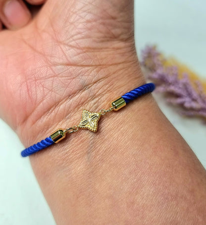 18K Pure Gold Flower Thread Bracelet