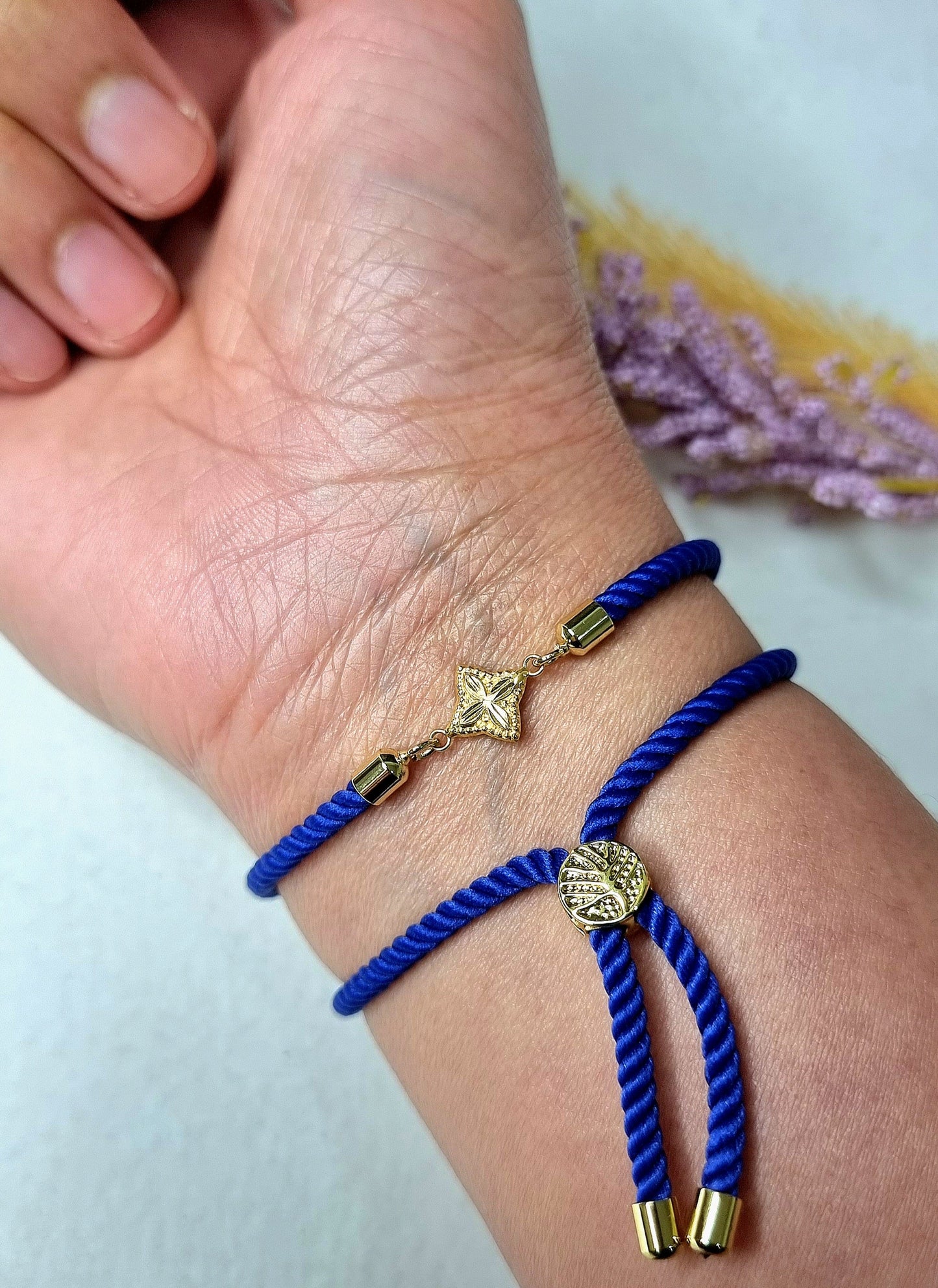 18K Pure Gold Flower Thread Bracelet