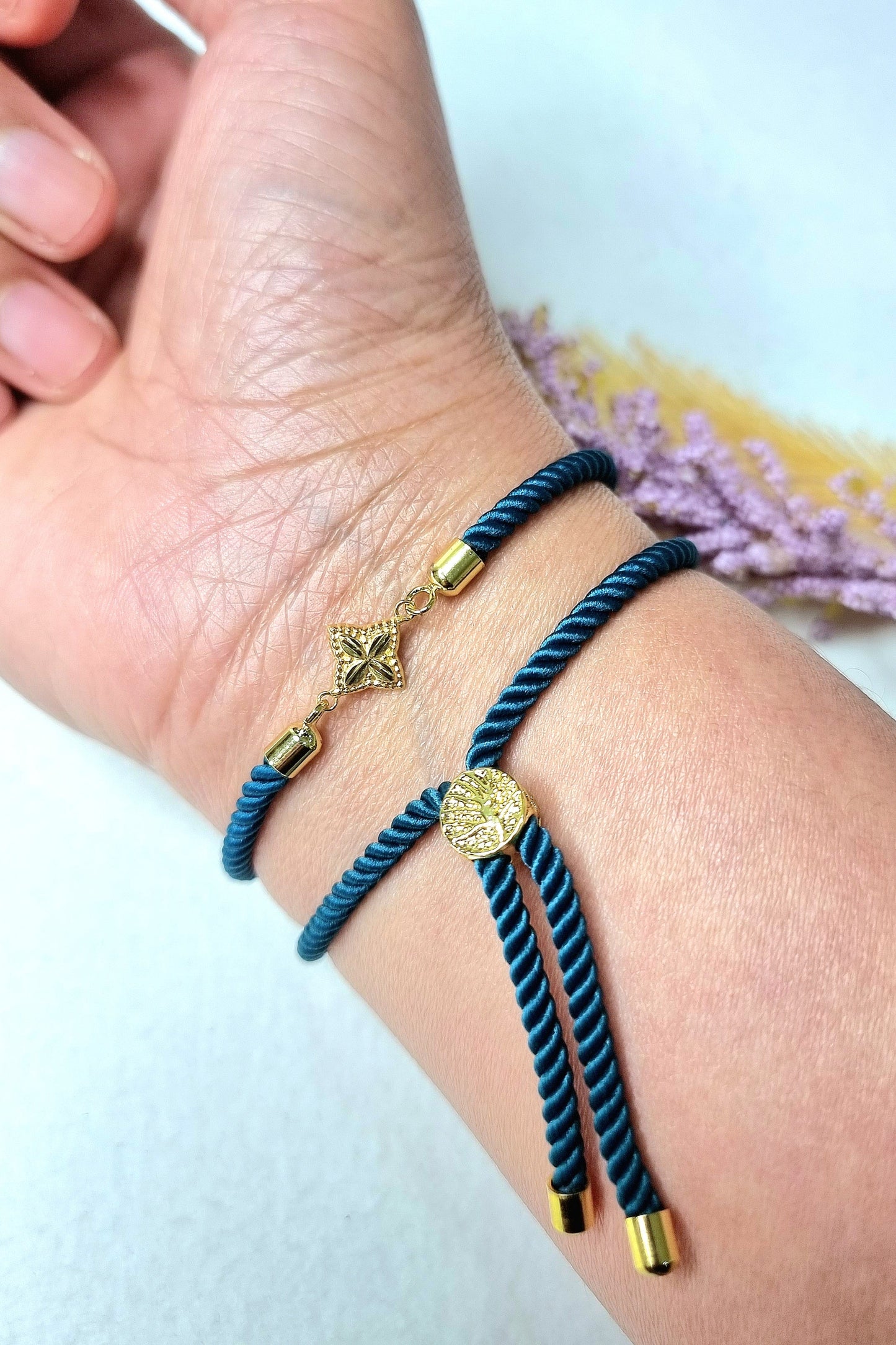 18K Pure Gold Flower Thread Bracelet