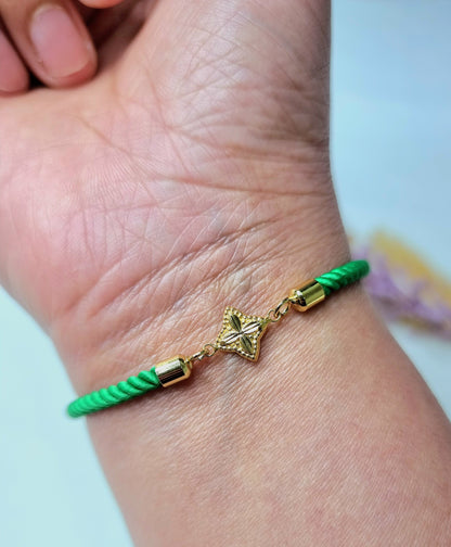 18K Pure Gold Flower Thread Bracelet