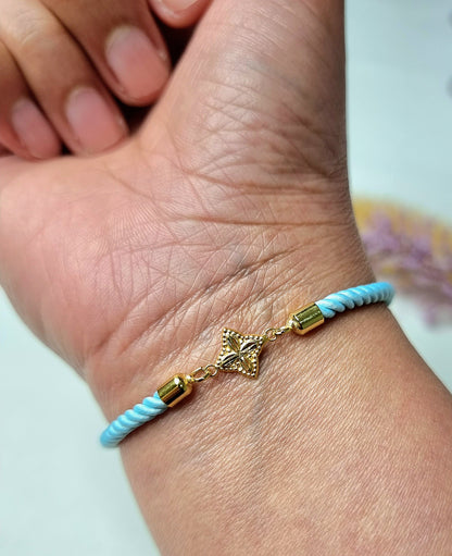 18K Pure Gold Flower Thread Bracelet