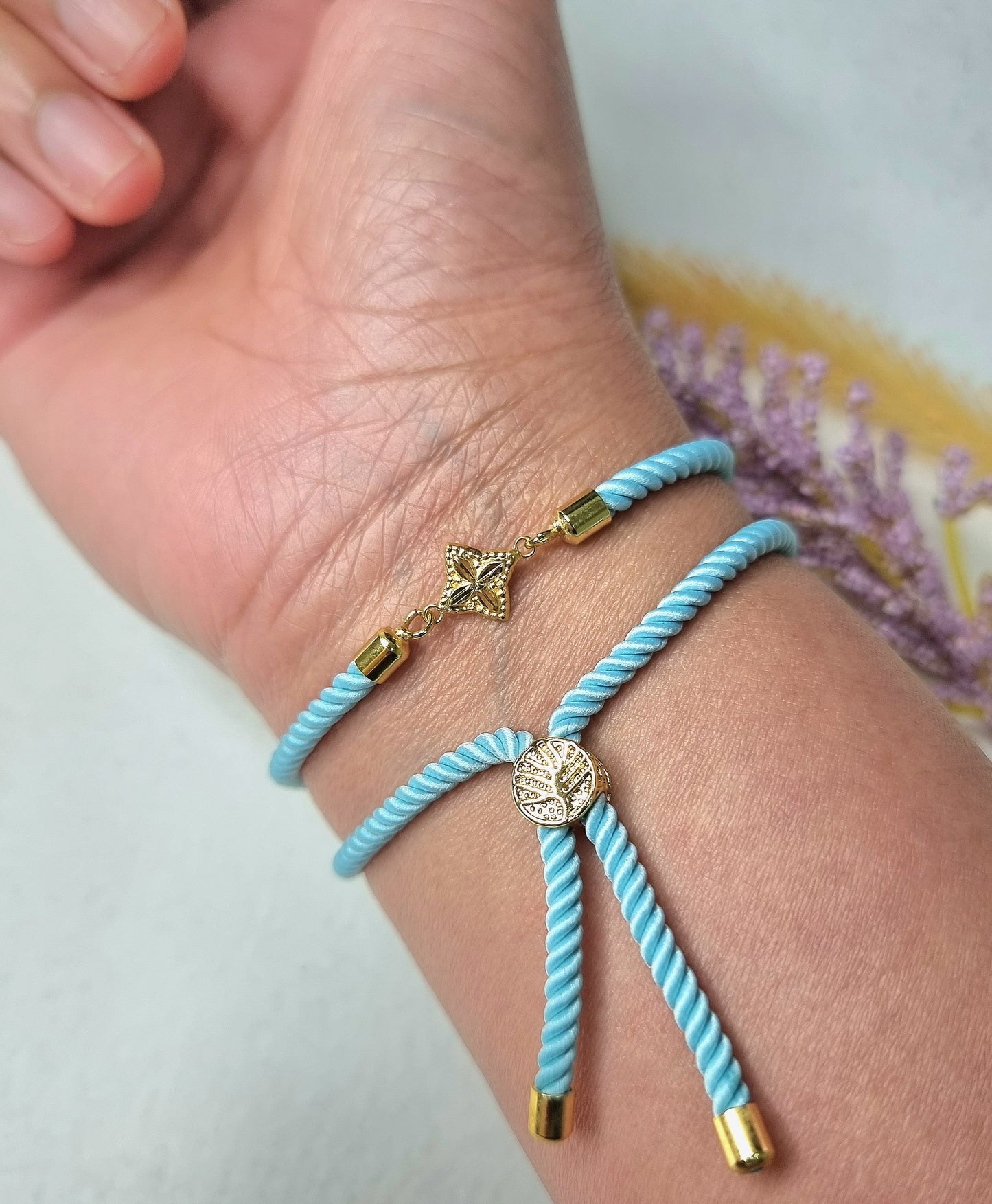 18K Pure Gold Flower Thread Bracelet