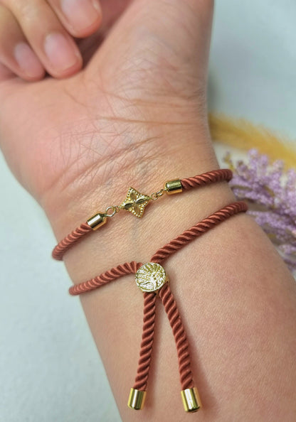 18K Pure Gold Flower Thread Bracelet