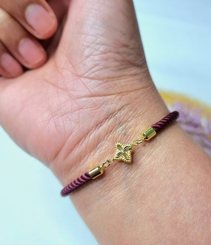 18K Pure Gold Flower Thread Bracelet