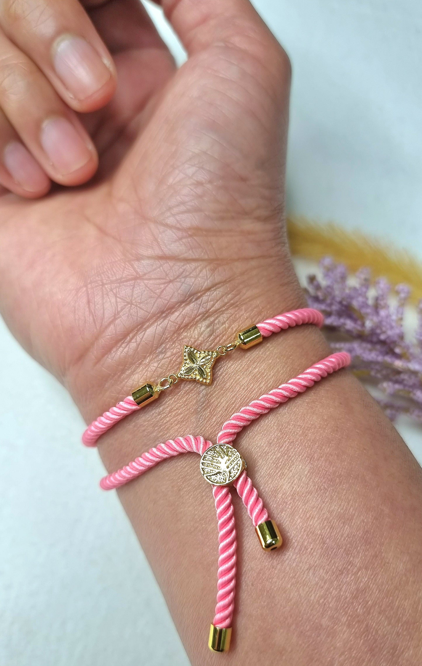 18K Pure Gold Flower Thread Bracelet