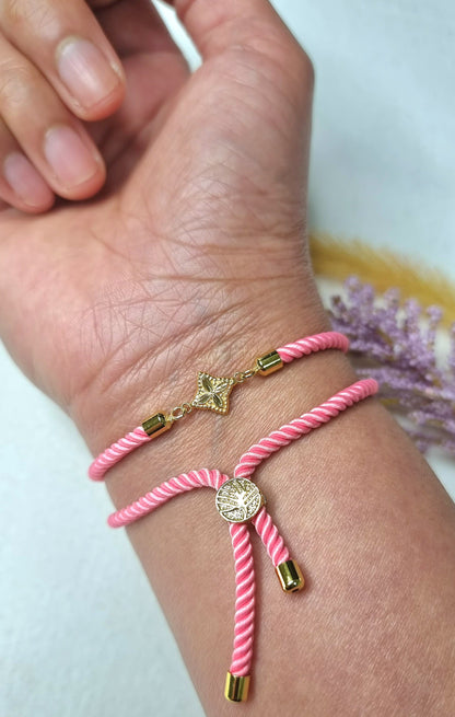 18K Pure Gold Flower Thread Bracelet