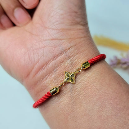 18K Pure Gold Flower Thread Bracelet