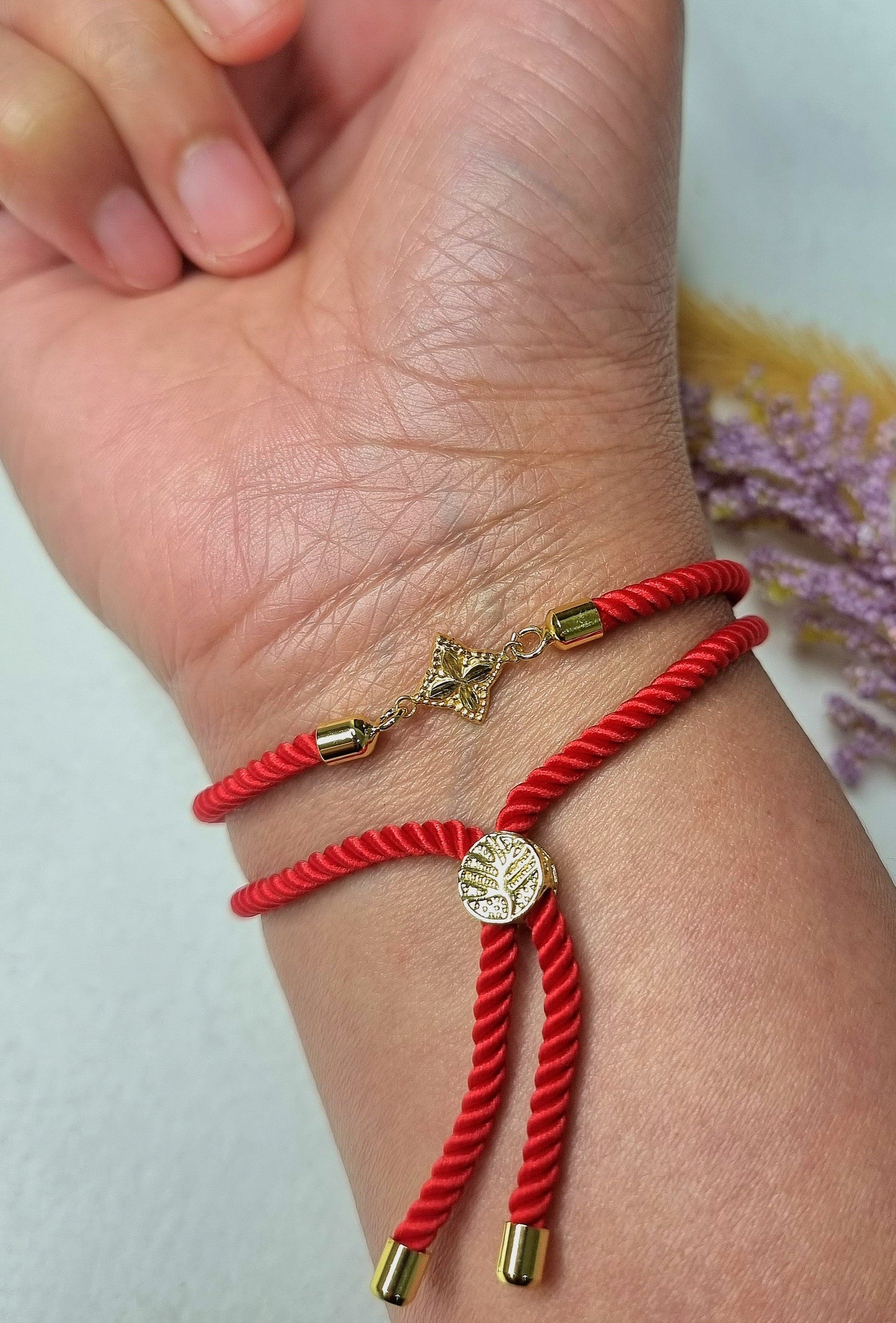 18K Pure Gold Flower Thread Bracelet