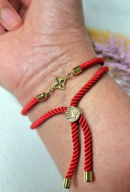 18K Pure Gold Flower Thread Bracelet