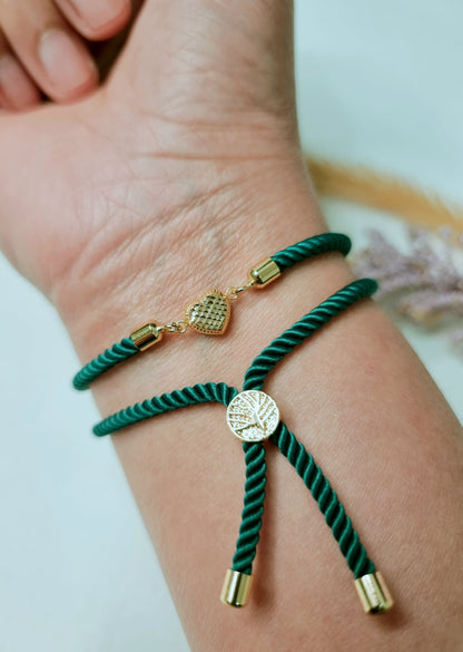 18K Pure Gold Heart Thread Bracelet