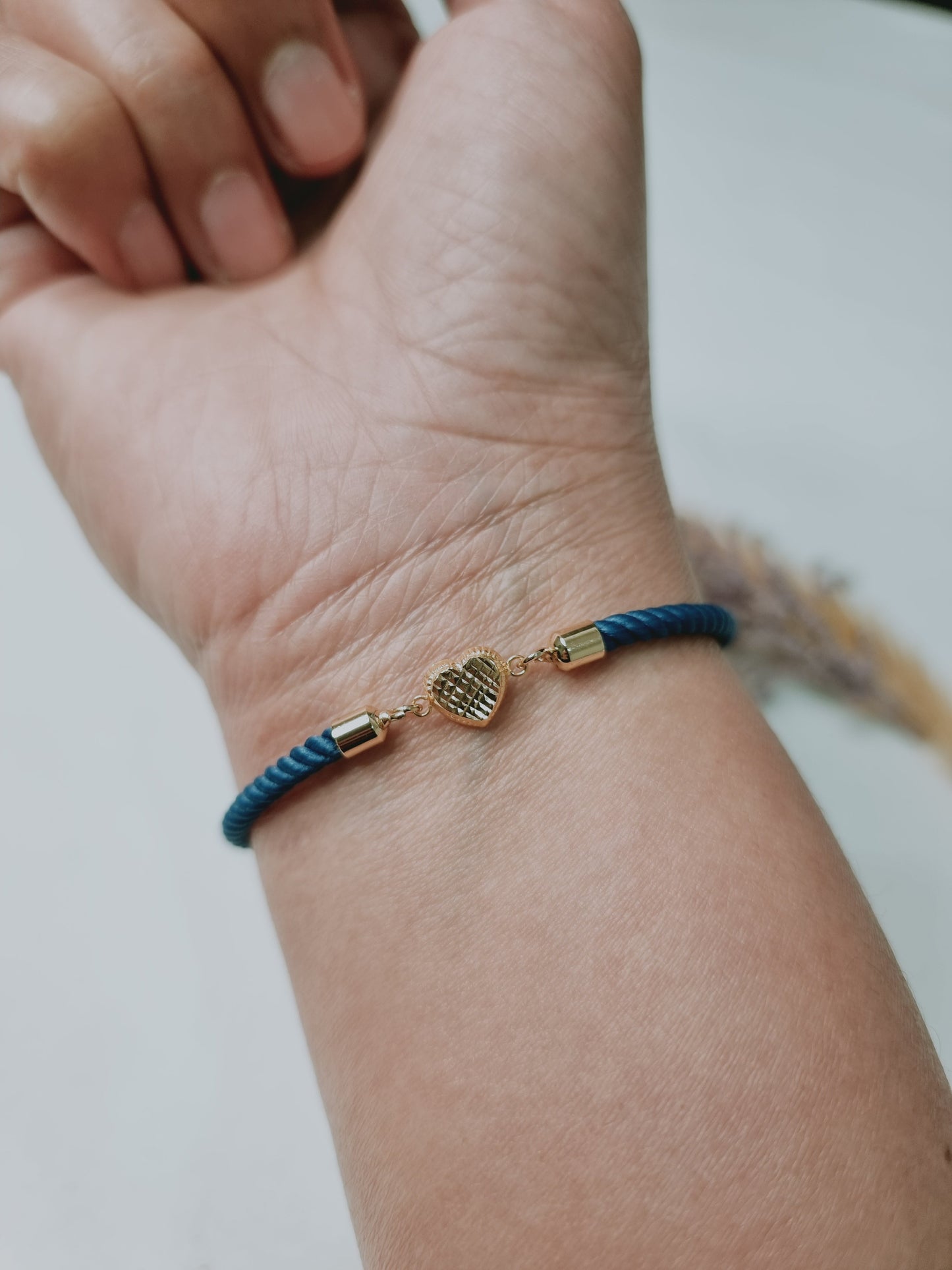 18K Pure Gold Heart Thread Bracelet