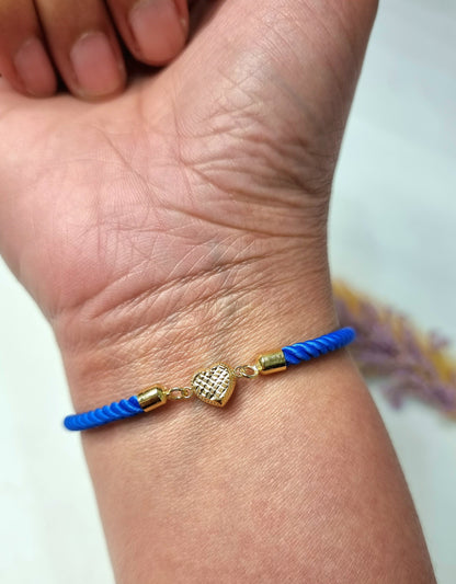 18K Pure Gold Heart Thread Bracelet