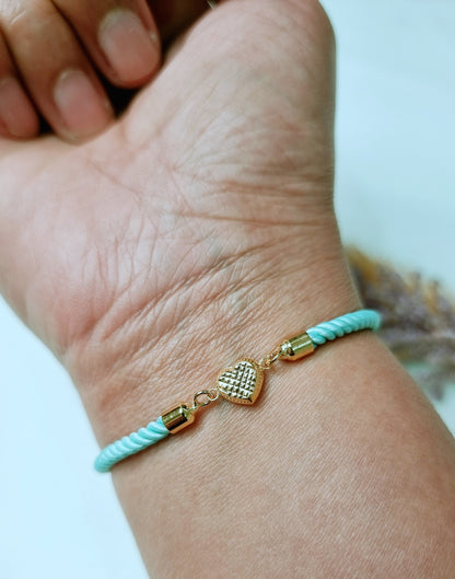 18K Pure Gold Heart Thread Bracelet