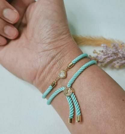 18K Pure Gold Heart Thread Bracelet