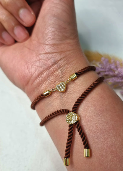 18K Pure Gold Heart Thread Bracelet