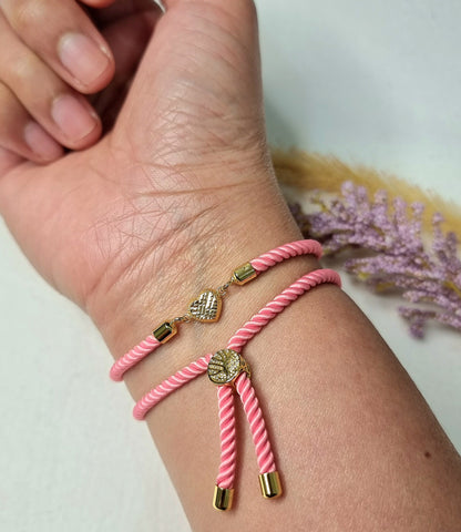 18K Pure Gold Heart Thread Bracelet