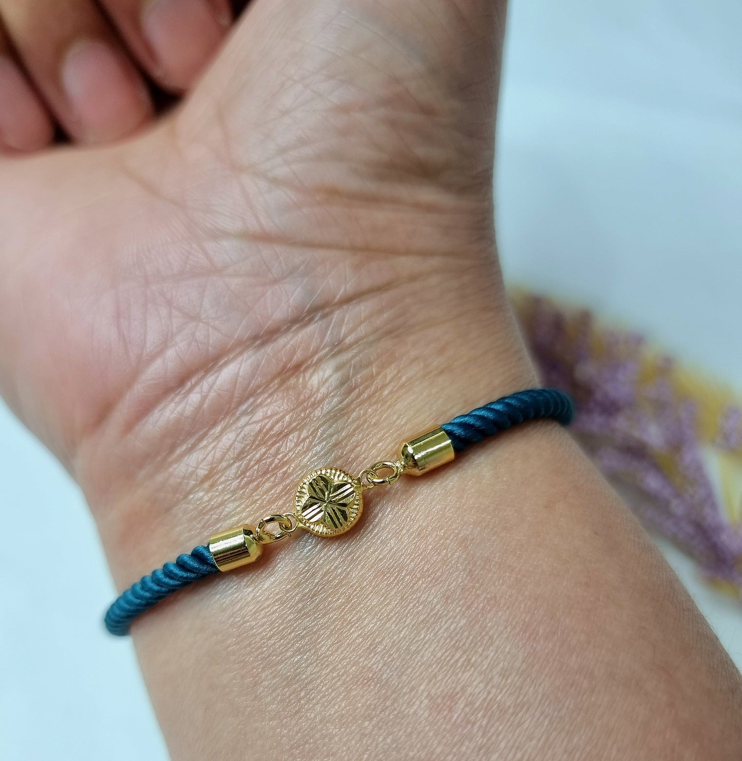 18K Pure Gold Round Thread Bracelet